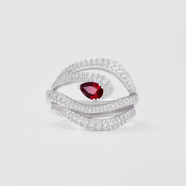 white gold with diamonds and ruby ring