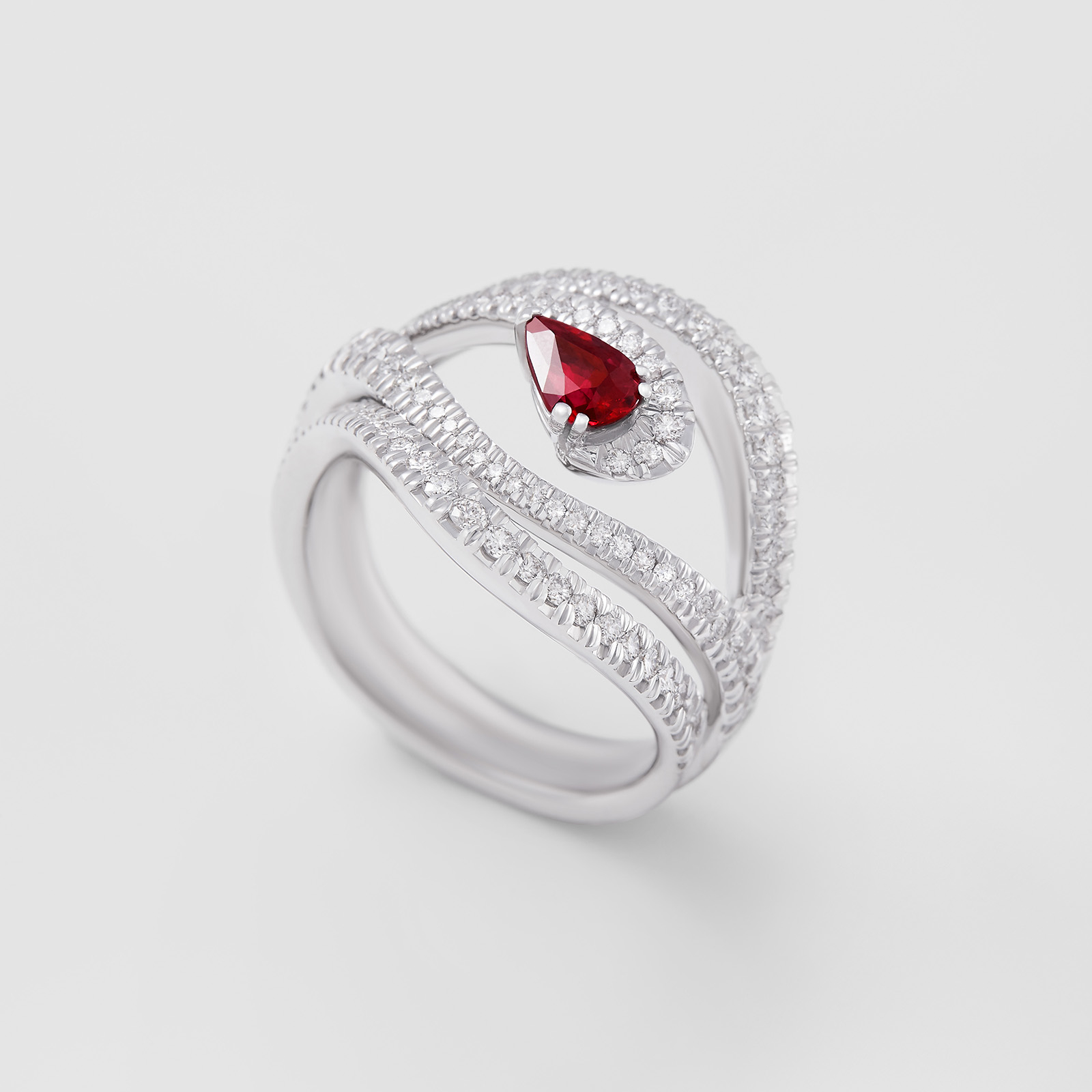 white gold with diamonds and ruby ring