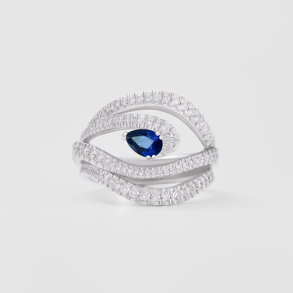white gold with diamonds and sapphire ring
