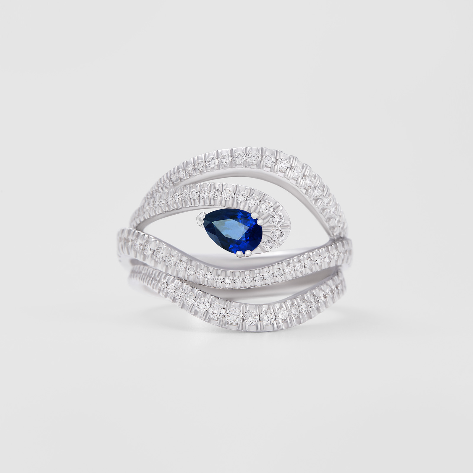 white gold with diamonds and sapphire ring