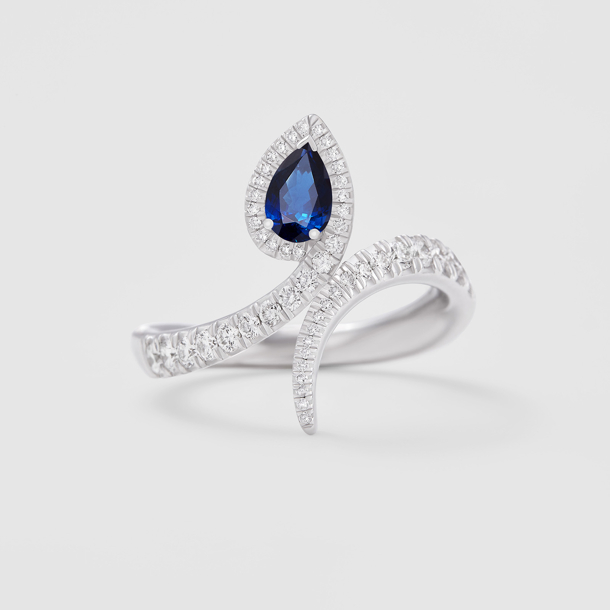 white gold with diamonds and sapphire ring