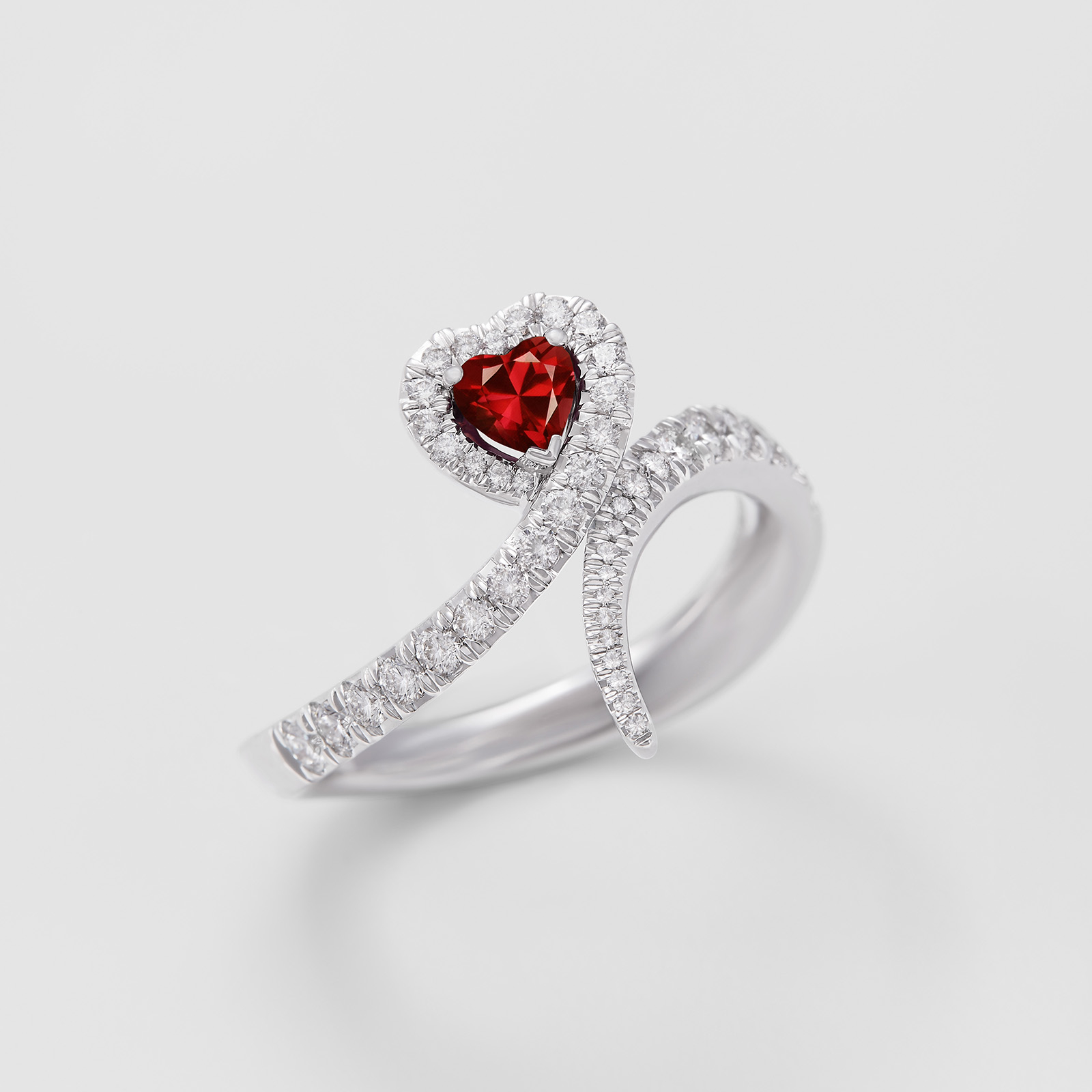 white gold with diamonds and ruby ring