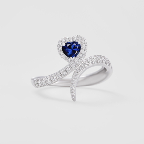 white gold with diamonds and sapphire ring