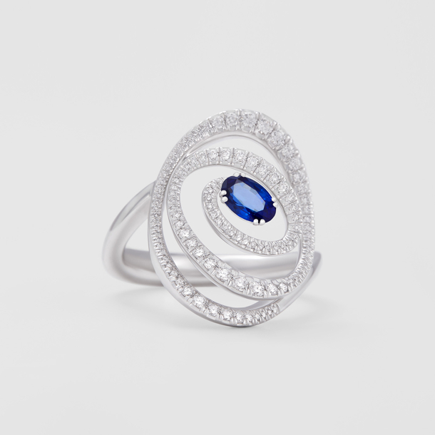 white gold with diamonds and sapphire ring