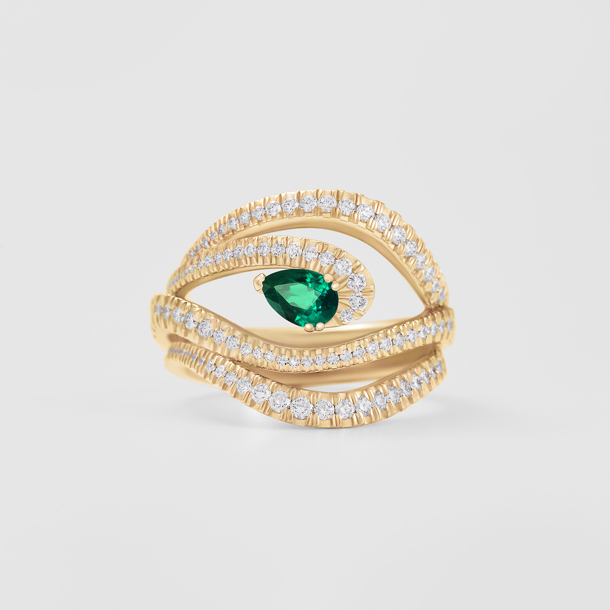 Rose gold diamonds emerald multi strings ring AR16970S Giorgio Visconti
