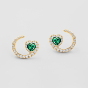 rose gold with diamonds and emeralds earrings