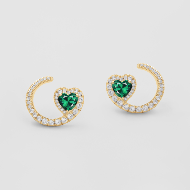 rose gold with diamonds and emeralds earrings