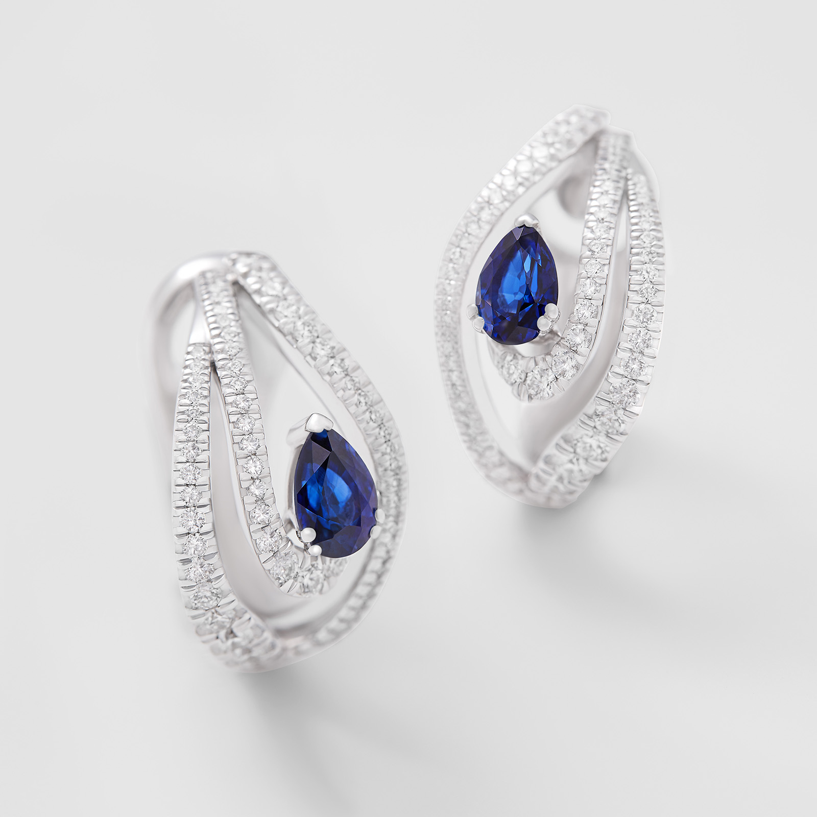 white gold with diamonds and sapphires earrings