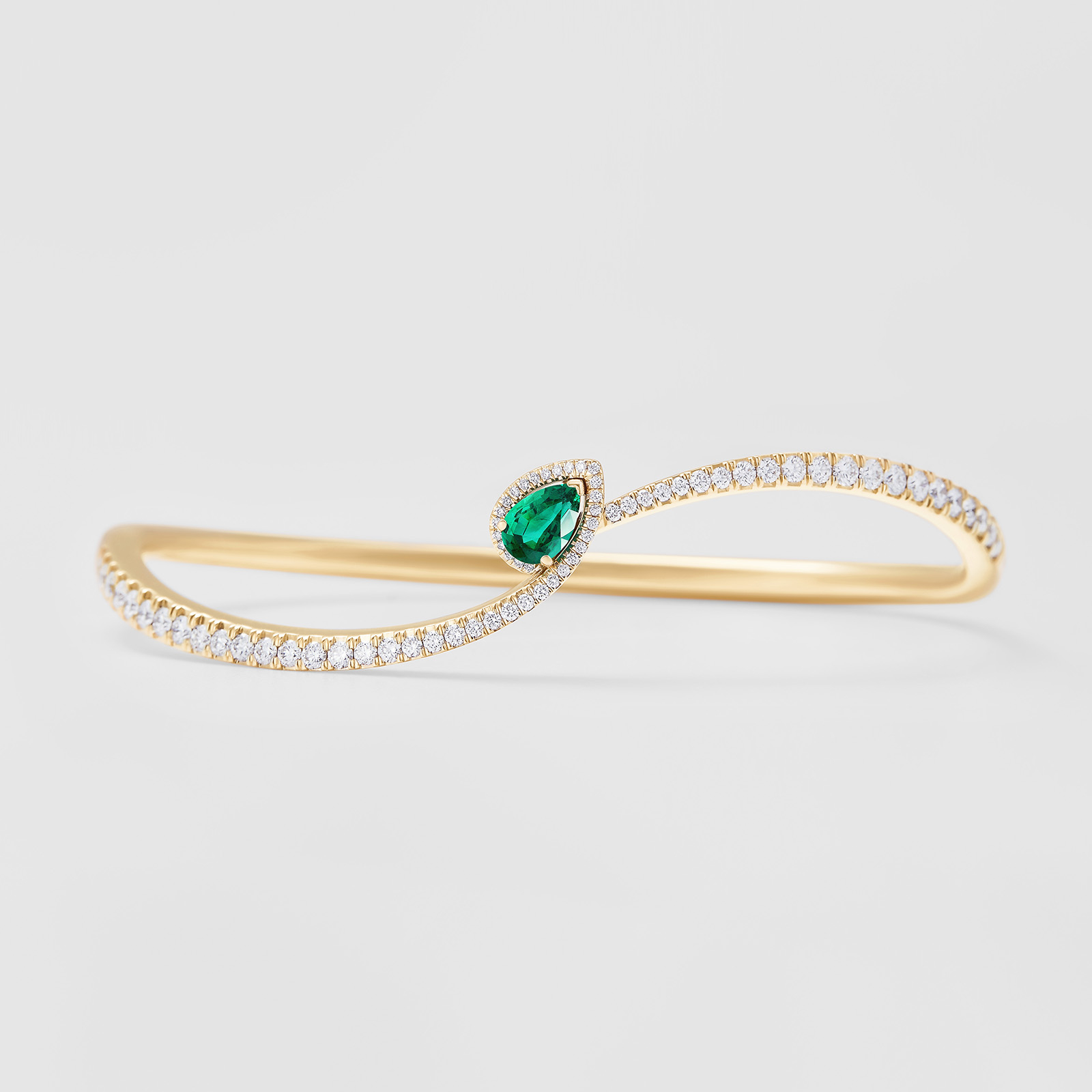 bracciale in oro rosa, diamanti e smeraldo