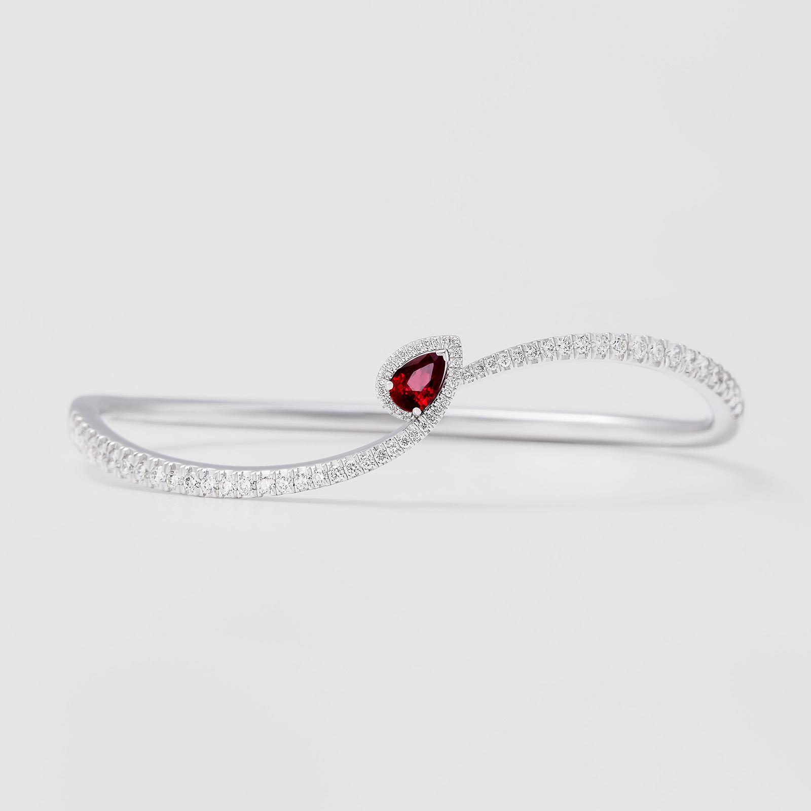 white gold with diamonds and ruby bracelet