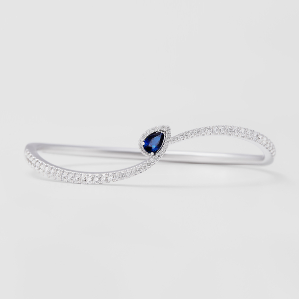 bracciale in oro bianco, diamanti e zaffiro