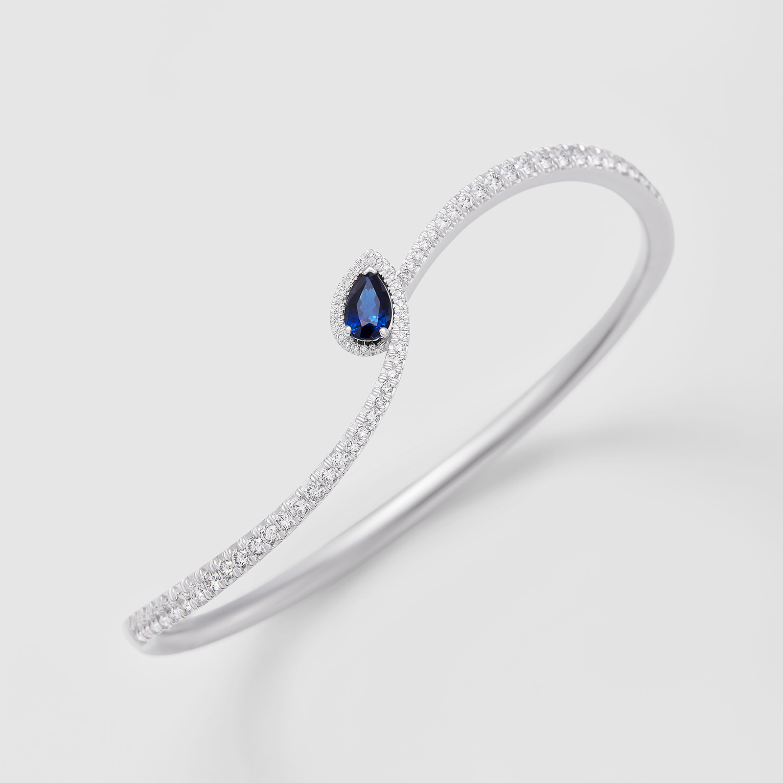 white gold with diamonds and sapphire bracelet