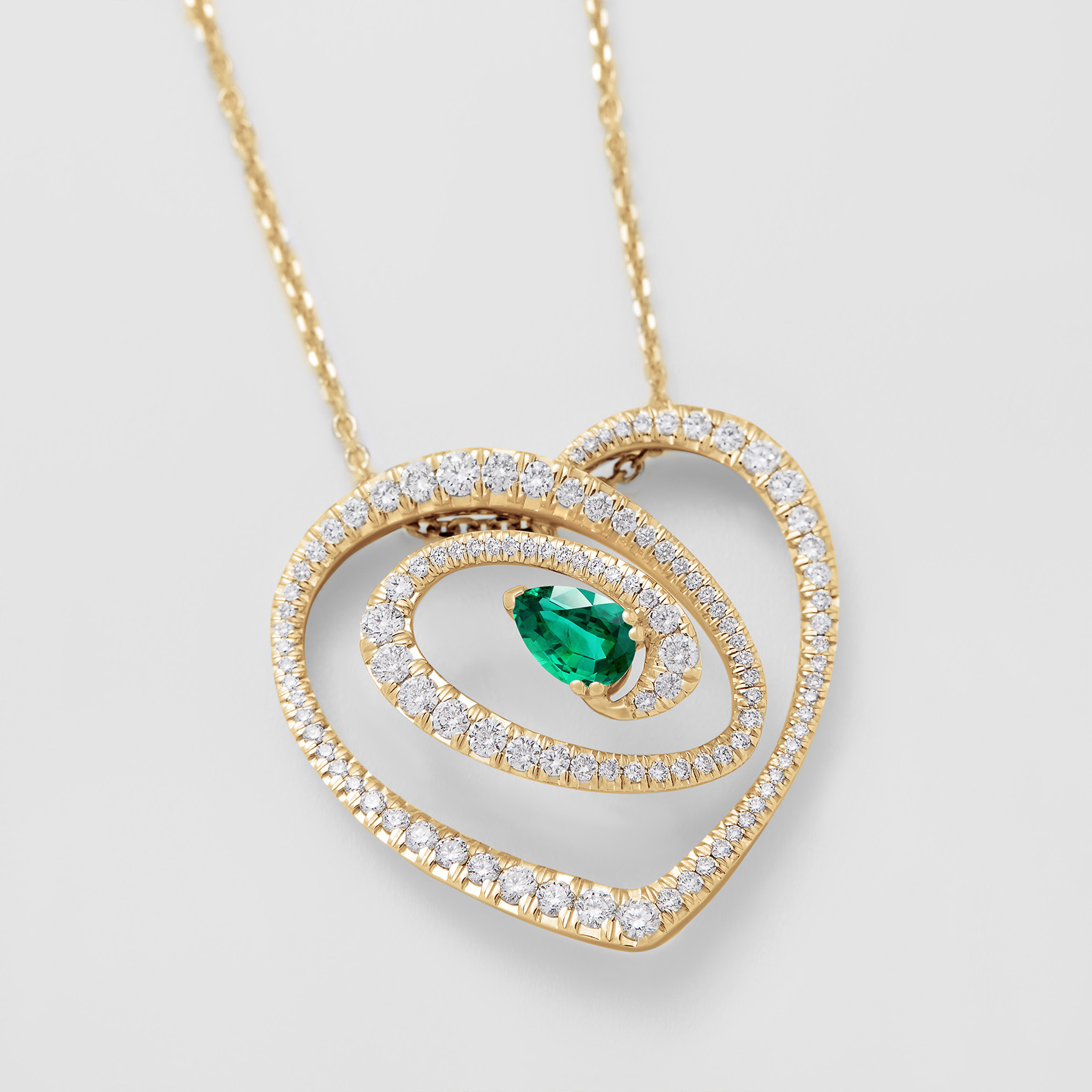 rose gold with diamonds and emerald necklace