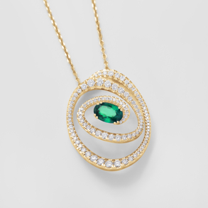 rose gold with diamonds and emerald necklace