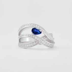 white gold with diamonds and sapphire ring