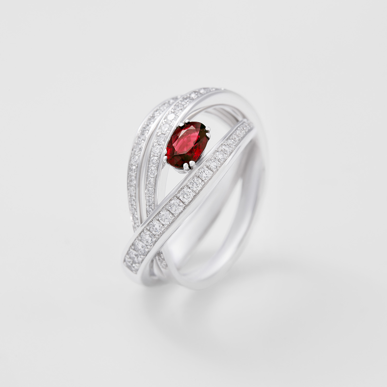 white gold with diamonds and ruby ring