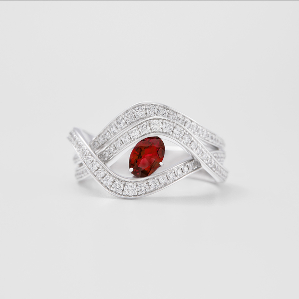 white gold with diamonds and ruby ring