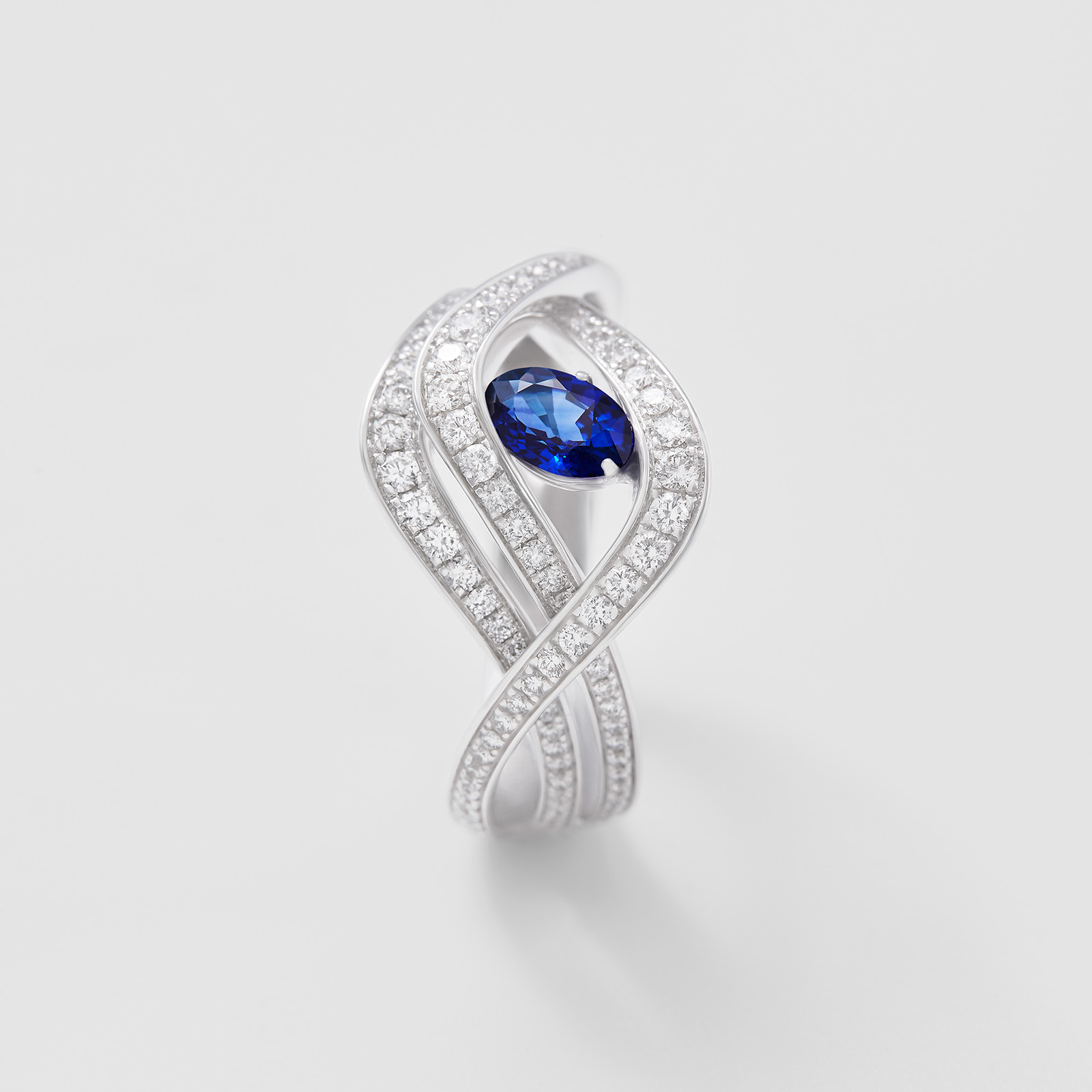 white gold with diamonds and sapphire ring