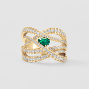 rose gold with diamonds and emerald ring