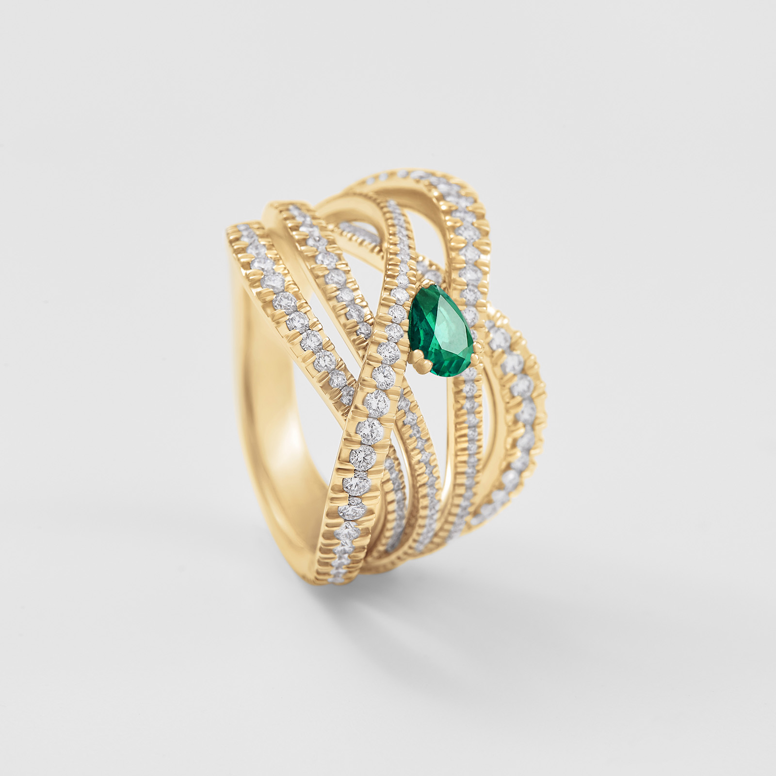 rose gold with diamonds and emerald ring