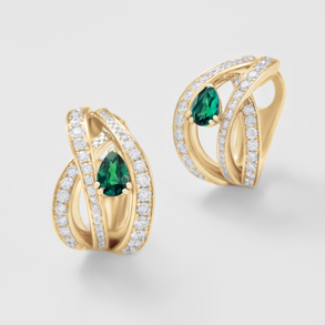 rose gold with diamonds and emeralds earrings