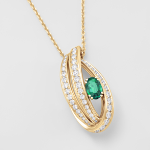 rose gold with diamonds and emerald necklace