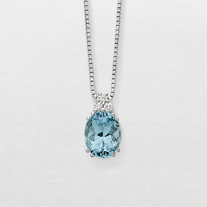 white gold with diamonds and aquamarine necklace