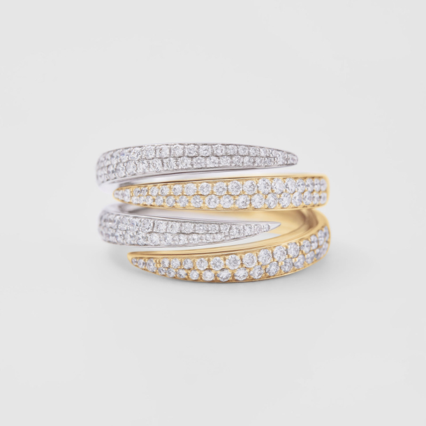 white and rose gold with diamonds ring