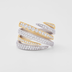 anello in oro bianco, rosa e diamanti