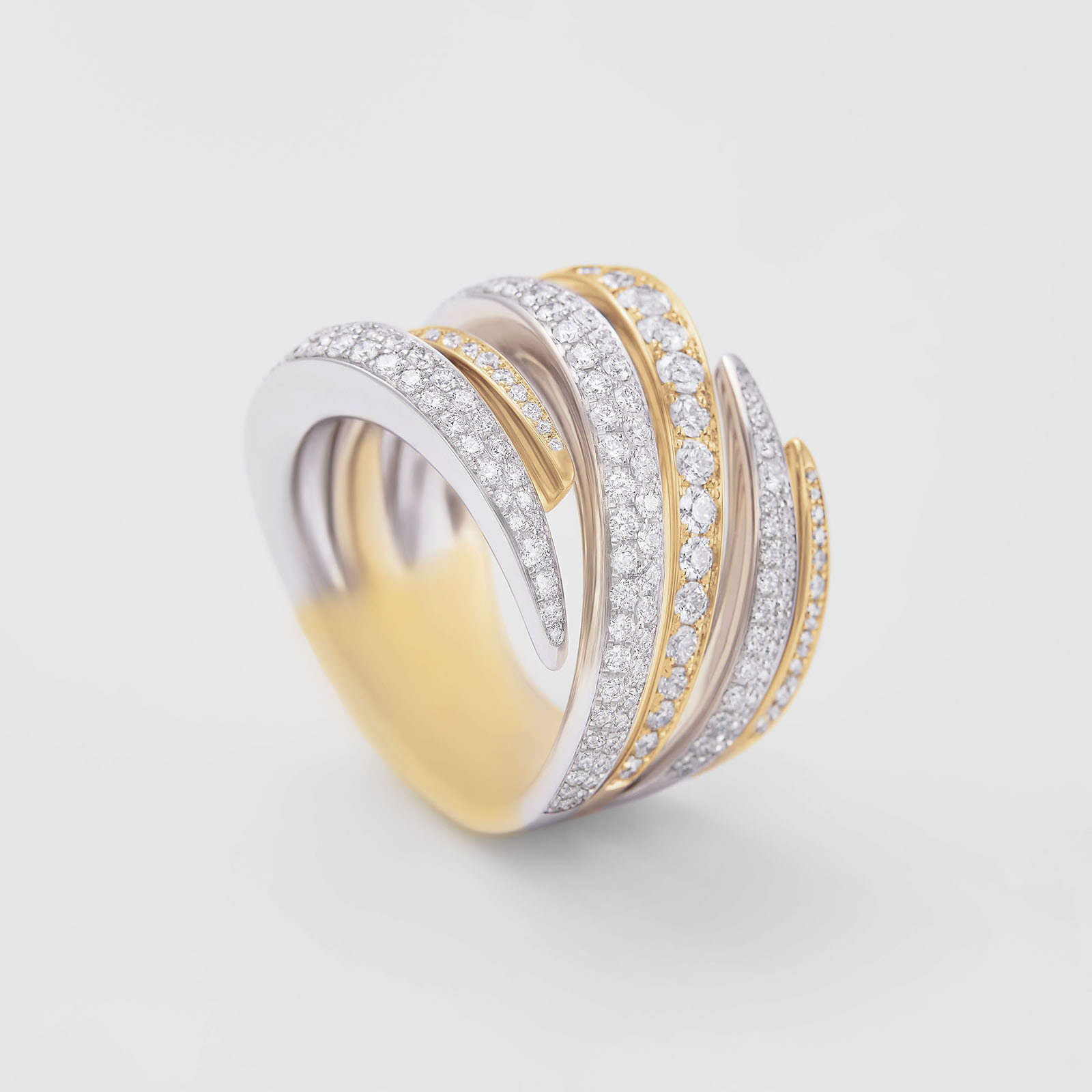 white and rose gold with diamonds ring