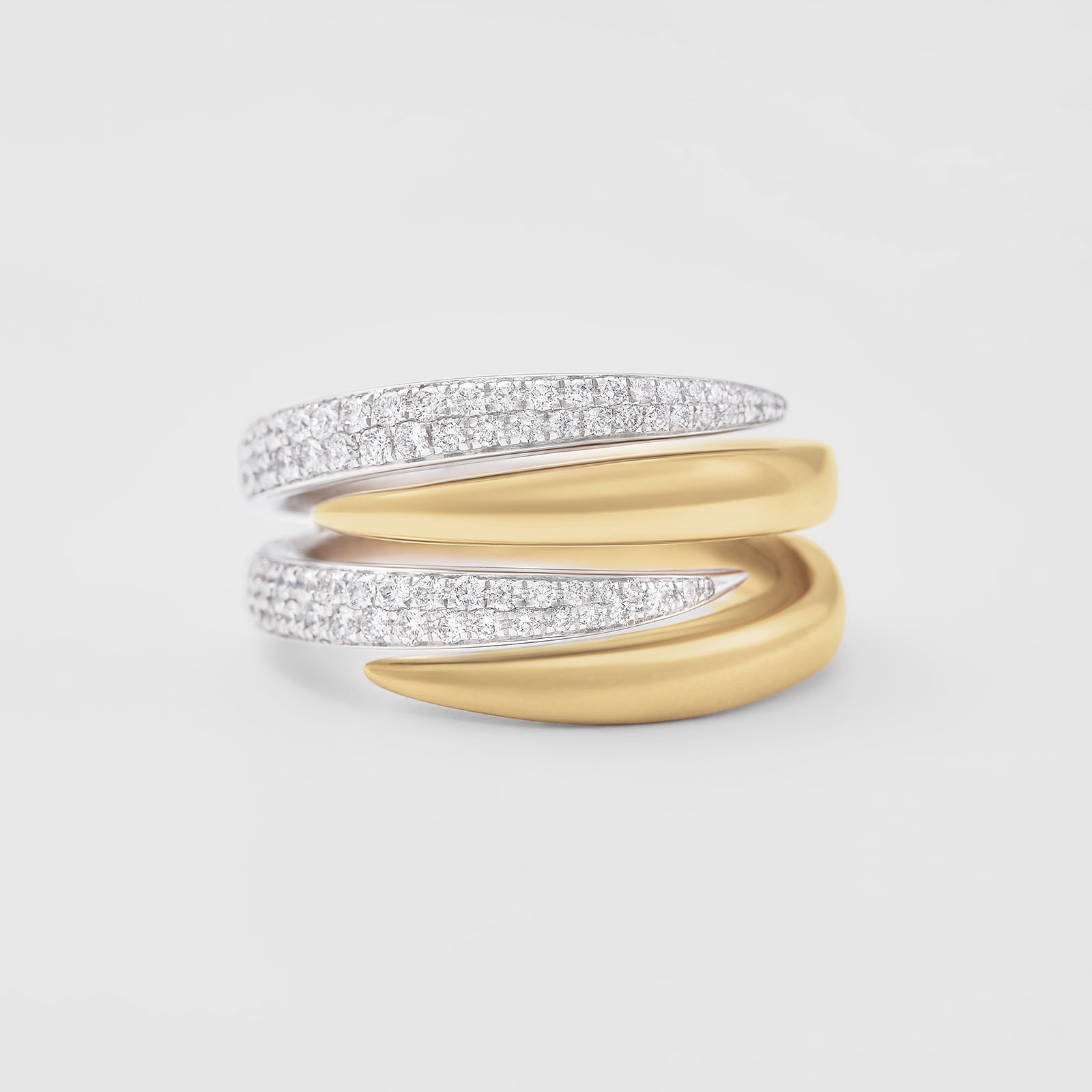 white and rose gold with diamonds ring