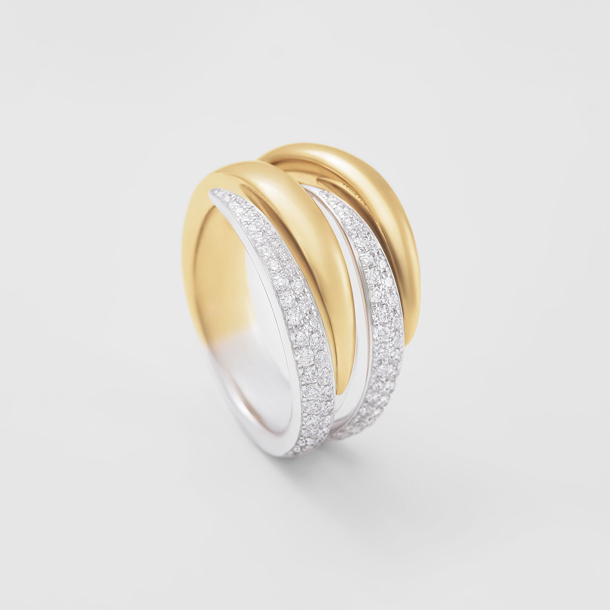 white and rose gold with diamonds ring