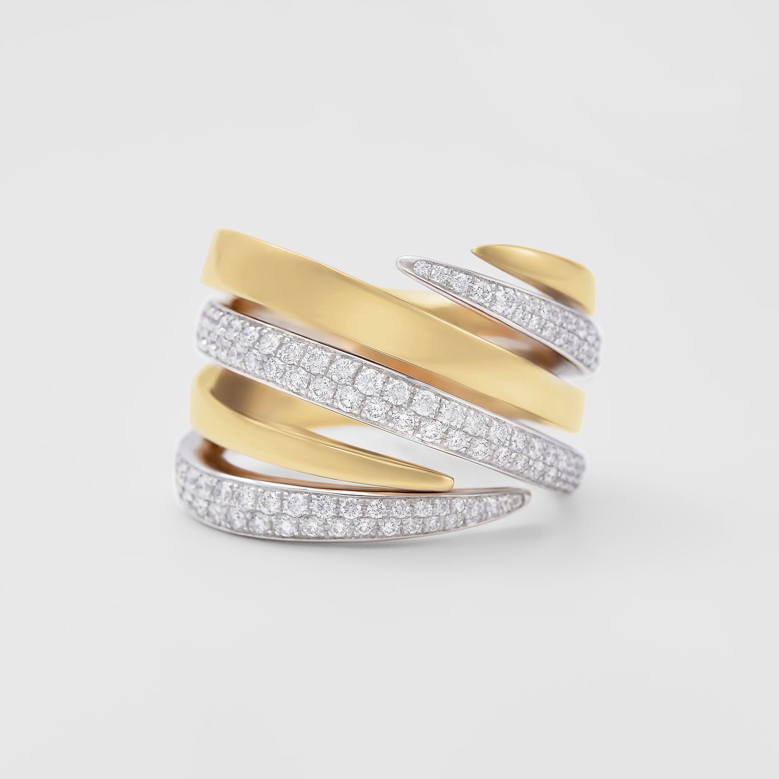 white and rose gold with diamonds ring