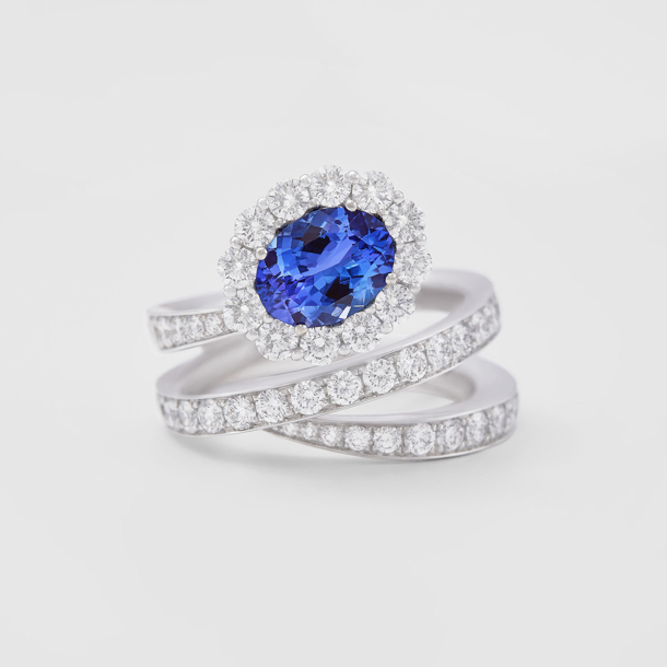 white gold with diamonds and tanzanite ring