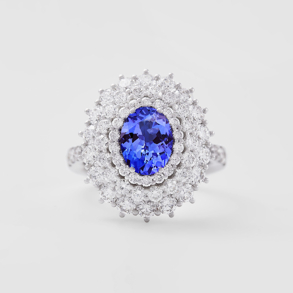 white gold with diamonds and tanzanite ring