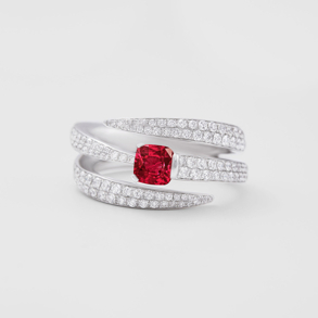 white gold with diamonds and ruby ring