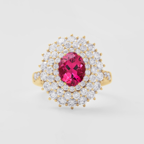 rose gold with diamonds and pink tourmaline ring