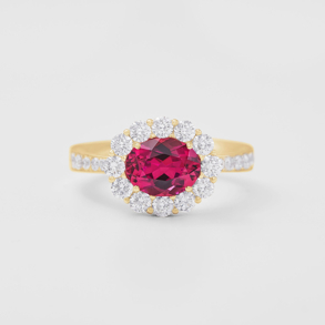 anello in oro rosa, diamanti e tormalina rosa