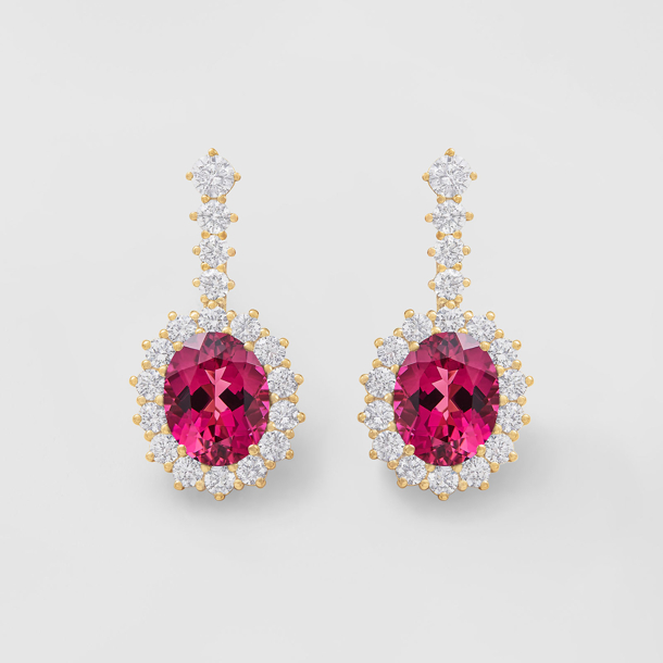 orecchini in oro rosa, diamanti e tormaline rosa