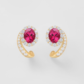 rose gold with diamonds and pink tourmalines earrings