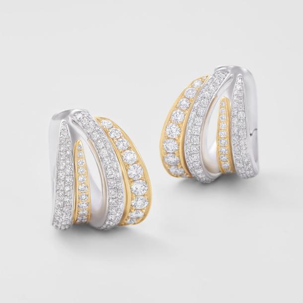 orecchini in oro bianco, rosa e diamanti