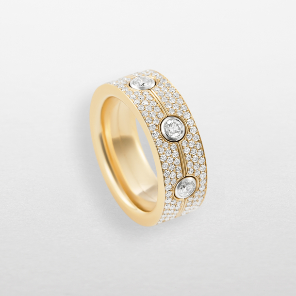 anello in oro rosa, bianco e diamanti