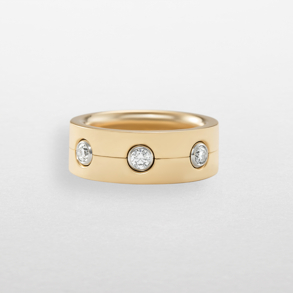 anello in oro rosa, bianco e diamanti