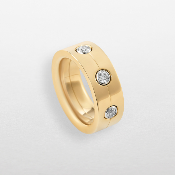 anello in oro rosa, bianco e diamanti