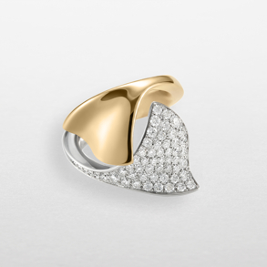 anello in oro rosa, bianco e diamanti