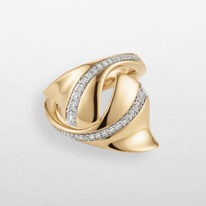 anello in oro rosa, bianco e diamanti