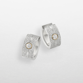 orecchini in oro bianco, rosa e diamanti