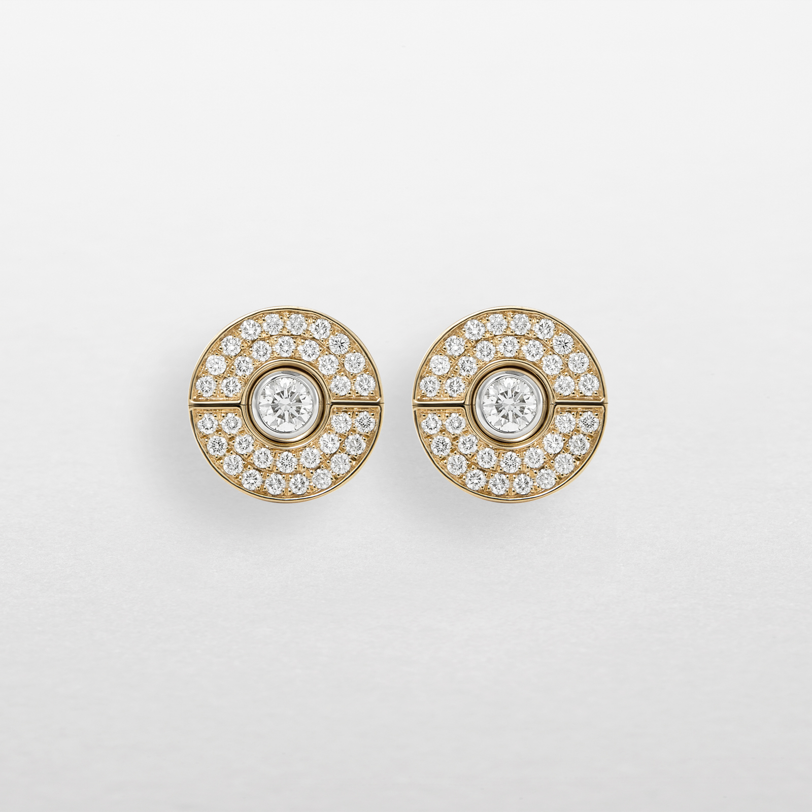 orecchini in oro rosa, bianco e diamanti