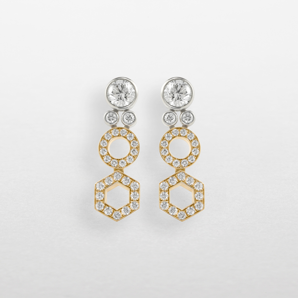 Earrings in white and rose gold with diamonds