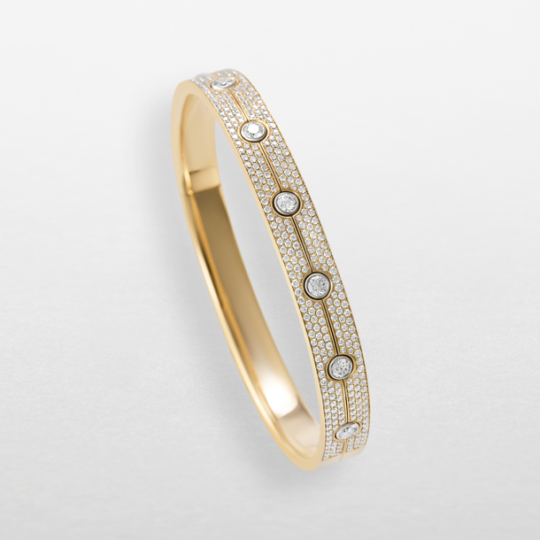 bracciale in oro rosa, bianco e diamanti